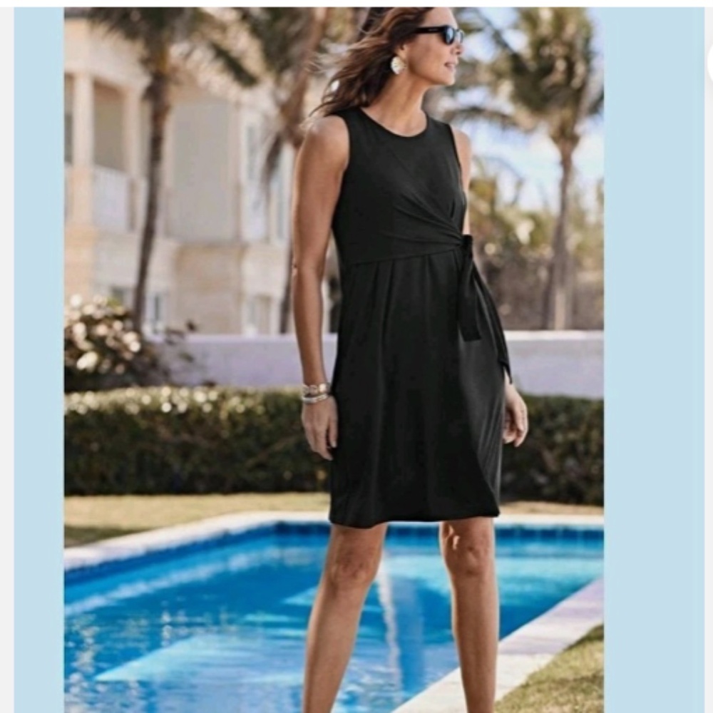 J. Jill Wearever Tie-Waist Dress – Size Medium Petite – Black – NWT